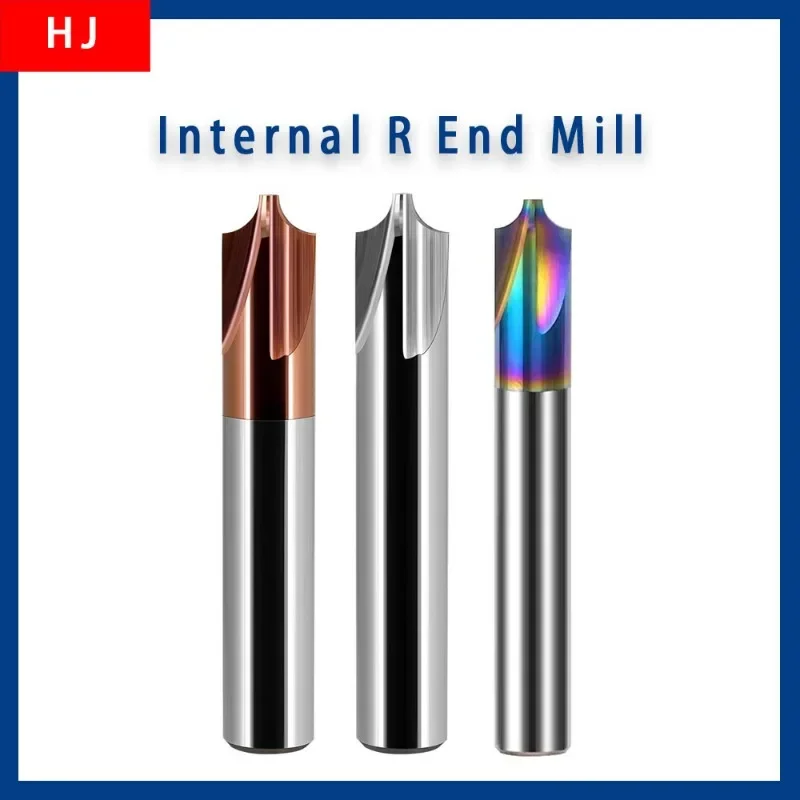 5PCS HRC55 Tungsten Steel 4-Flute Internal R Milling Cutter Aluminum Steel CNC End Mill Tools Arc Internal R Chamfer End Mill