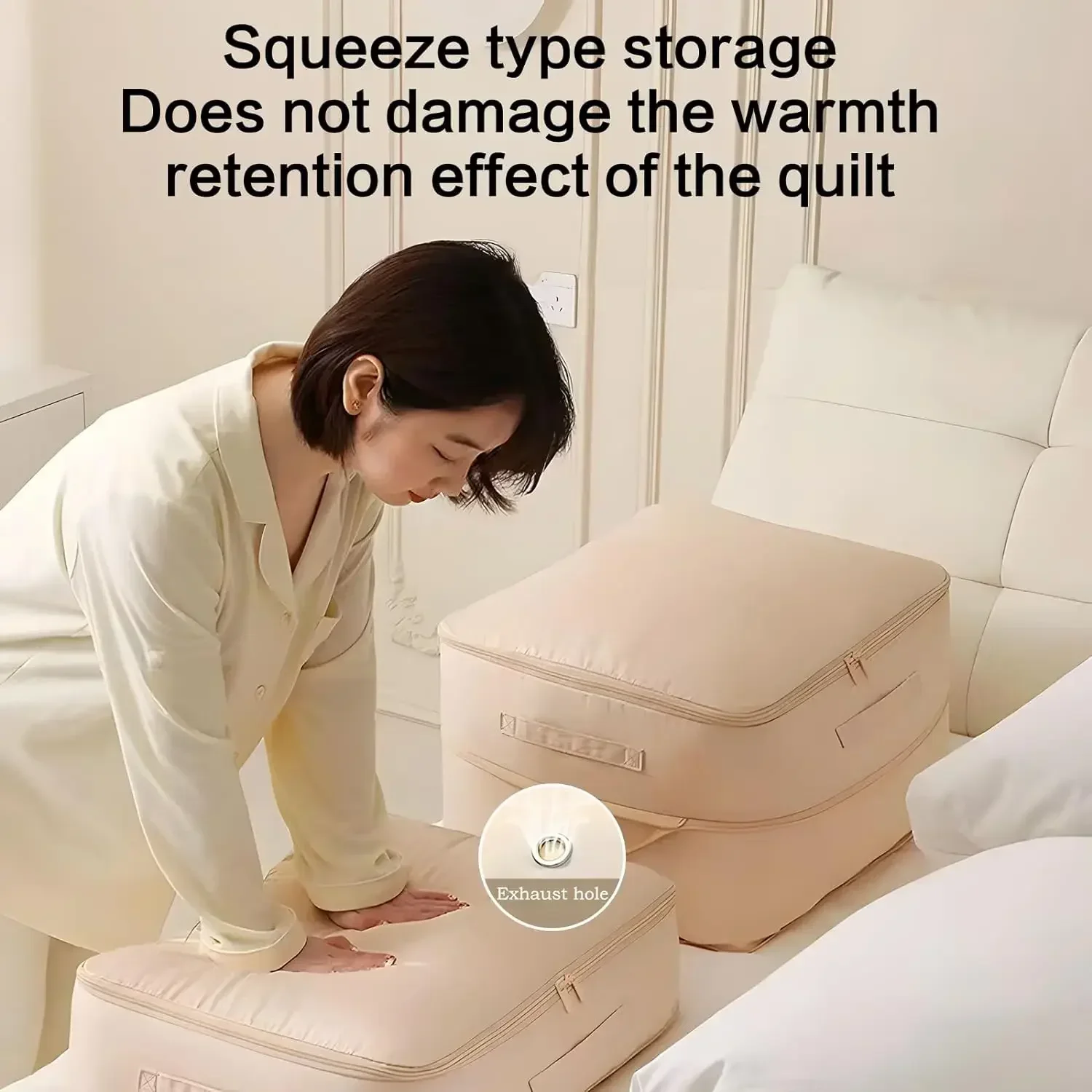 1/3pcs Large Compression Bag Quilt Clothes Closet Cabinet Organizer Storagepouch Ultra Space Saving Self Compression Organizer