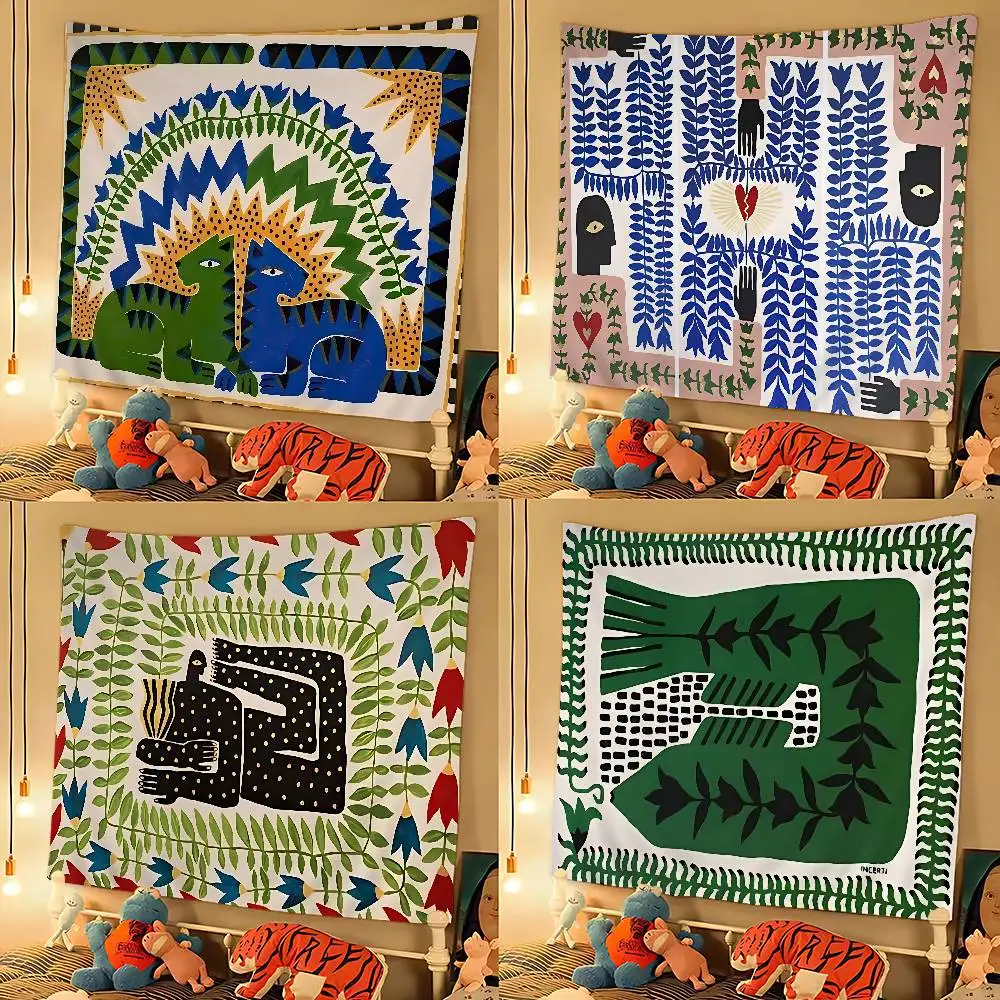 Ancient Egypt Tiger Leopard Tapestry Art Printing Japanese Wall Tapestry Anime Wall Hanging Home Decor
