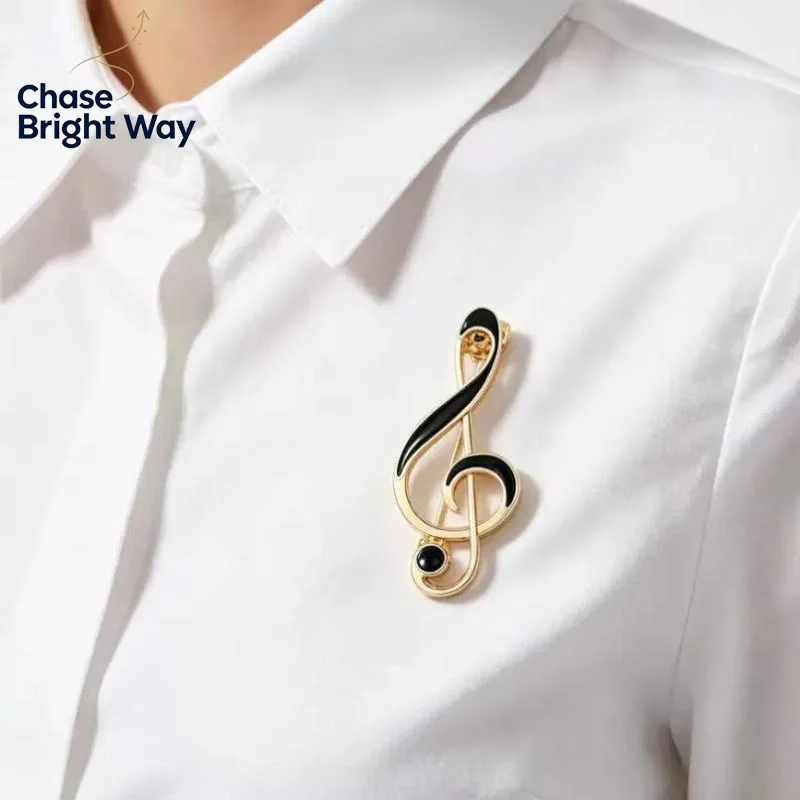 1 Pcs Music Note Enamel Brooch Creative Treble Clef Metal Pin Delicate Lapel Badge for Coat Backpack Music Festival Decor