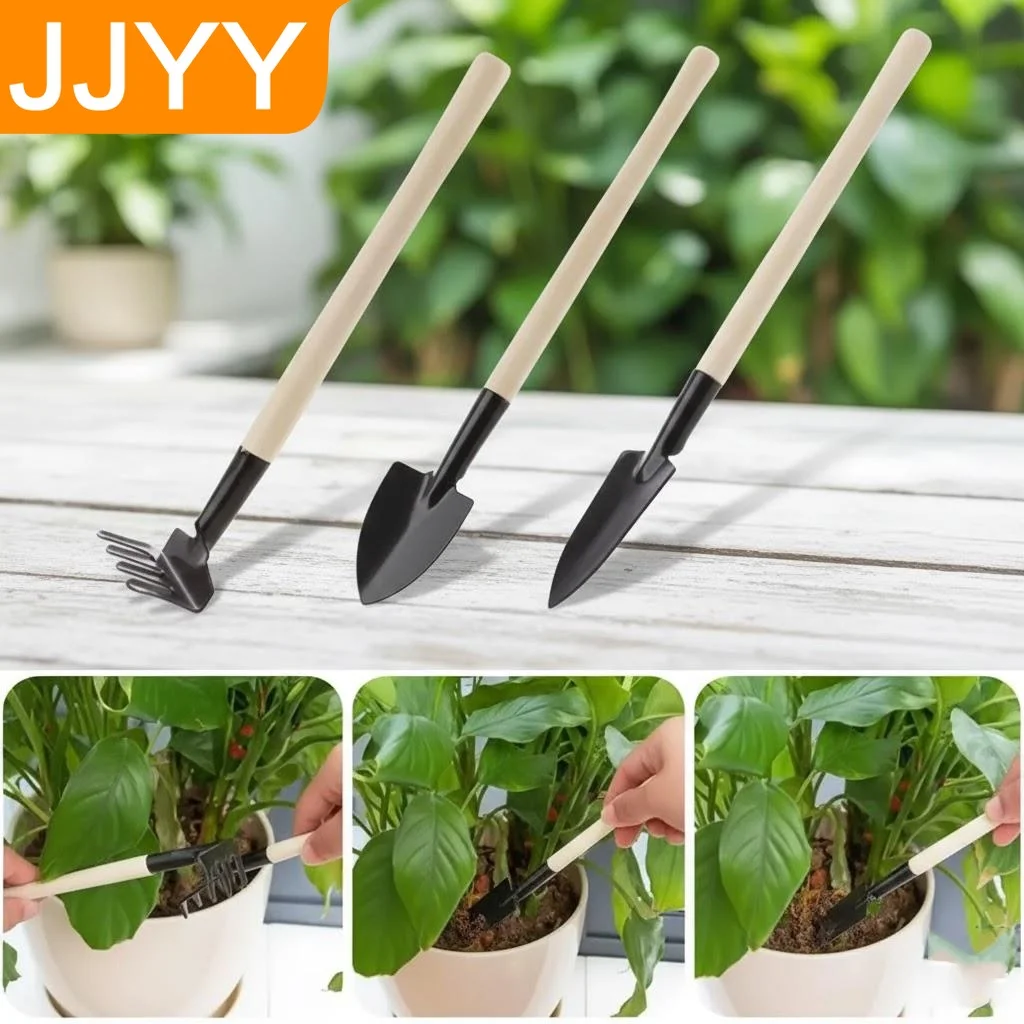

3pcs Mini Gardening Tools Set for Home Balcony Digging Spade and Rake Planting Kit Garden Accessories