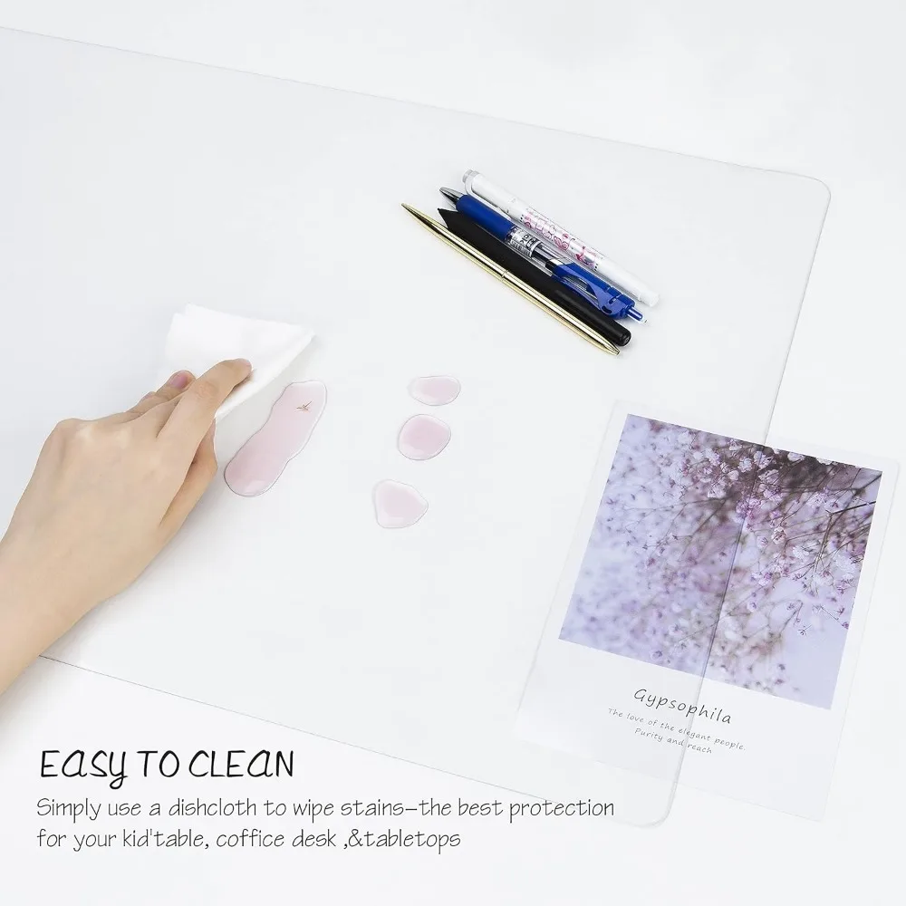 Waterproof & Heat-Resistant Clear PVC Tablecloth - Oil-Proof Protective Film for Dining, Coffee Tables & Computer Desk