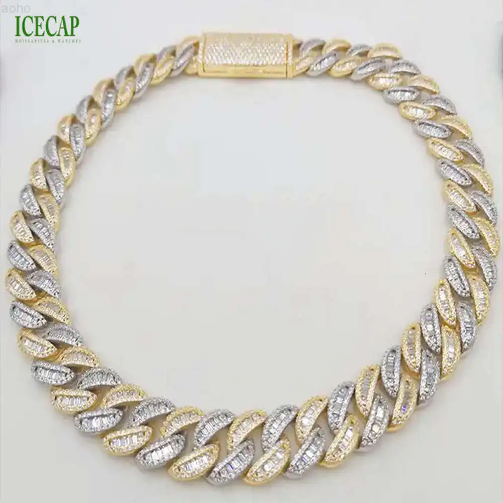 

Fashion Jewelry Necklaces Hiphop Custom 18mm Sterling Silver Ice Out Diamond Cuban Necklace Miami Moissanite Cuban Link Chain