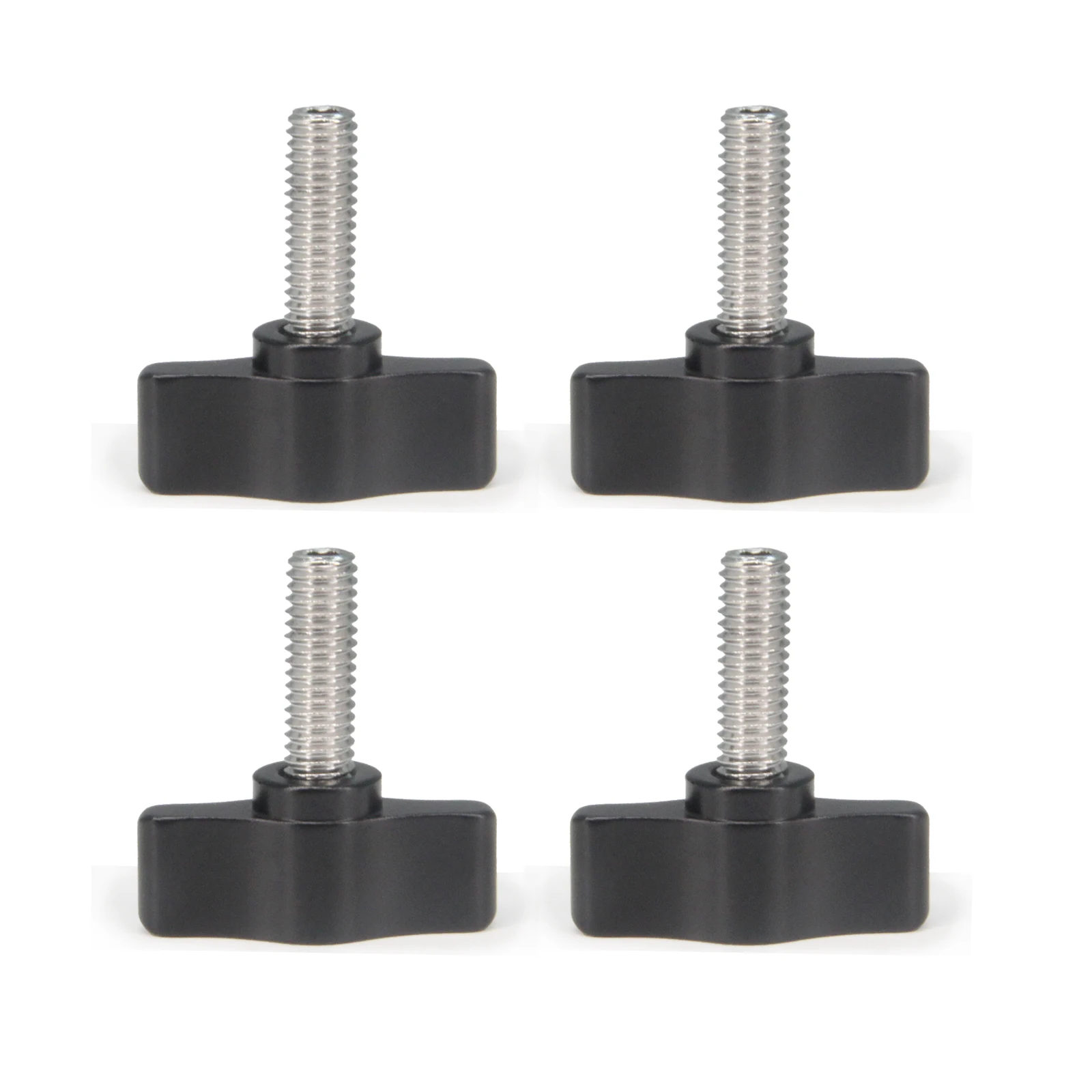 4pcs M6x13mm/18mm Thumb Screws Stainless Steel with Black Aluminum Knob Standard Thread Thumbscrew-Length: 13mm/18mm  (Size: M6)