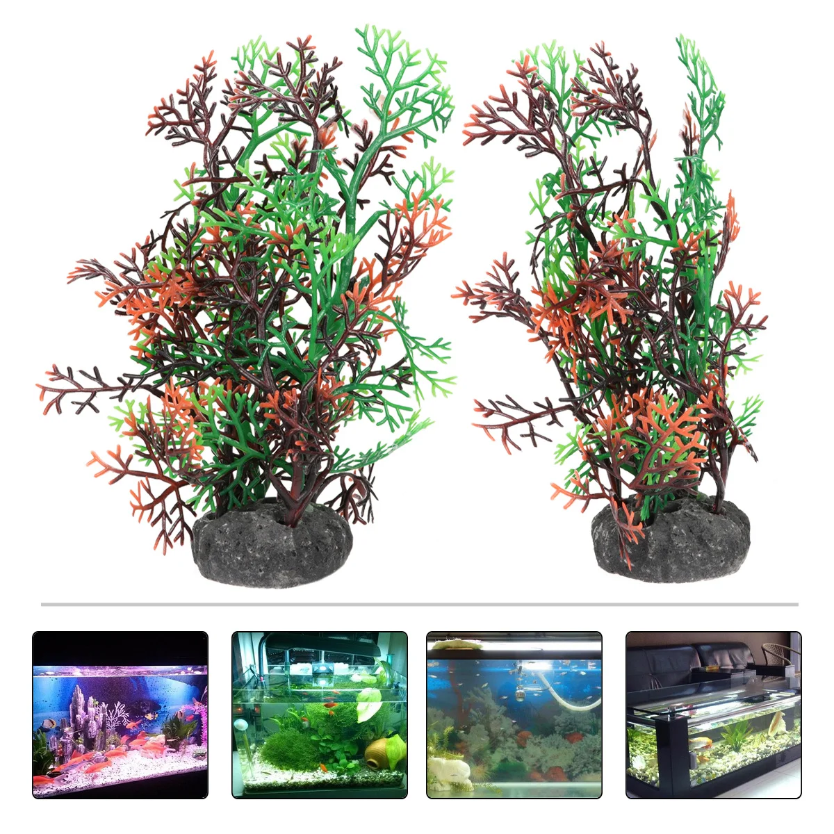 

2pcs Simulated Aquatic Grass Realistic Dense Plastic Water Plants For Aquarium Decor Colorful Underwater Ornaments