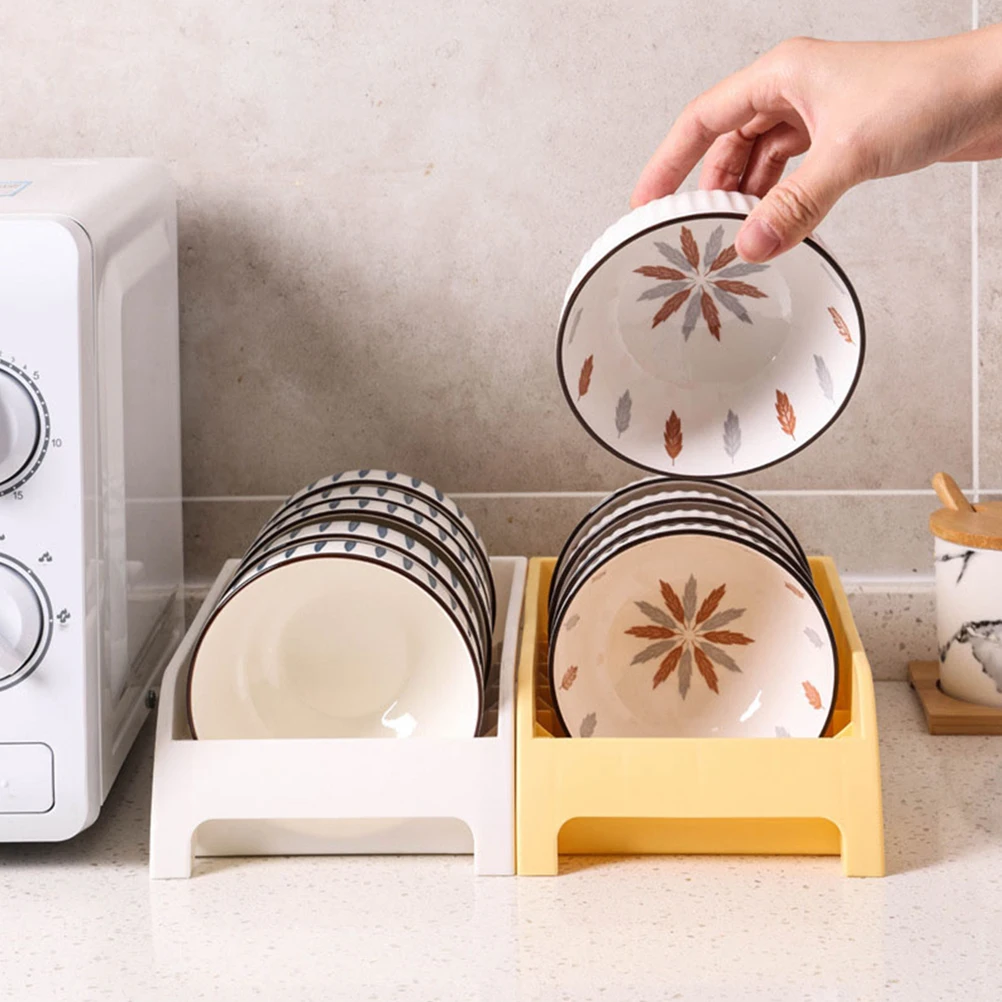 

2 Pcs Small Dish Rack Holder Rack for Kitchen Bowl Holder Dishes Draining Small Plate ganizer White Yellow Storage