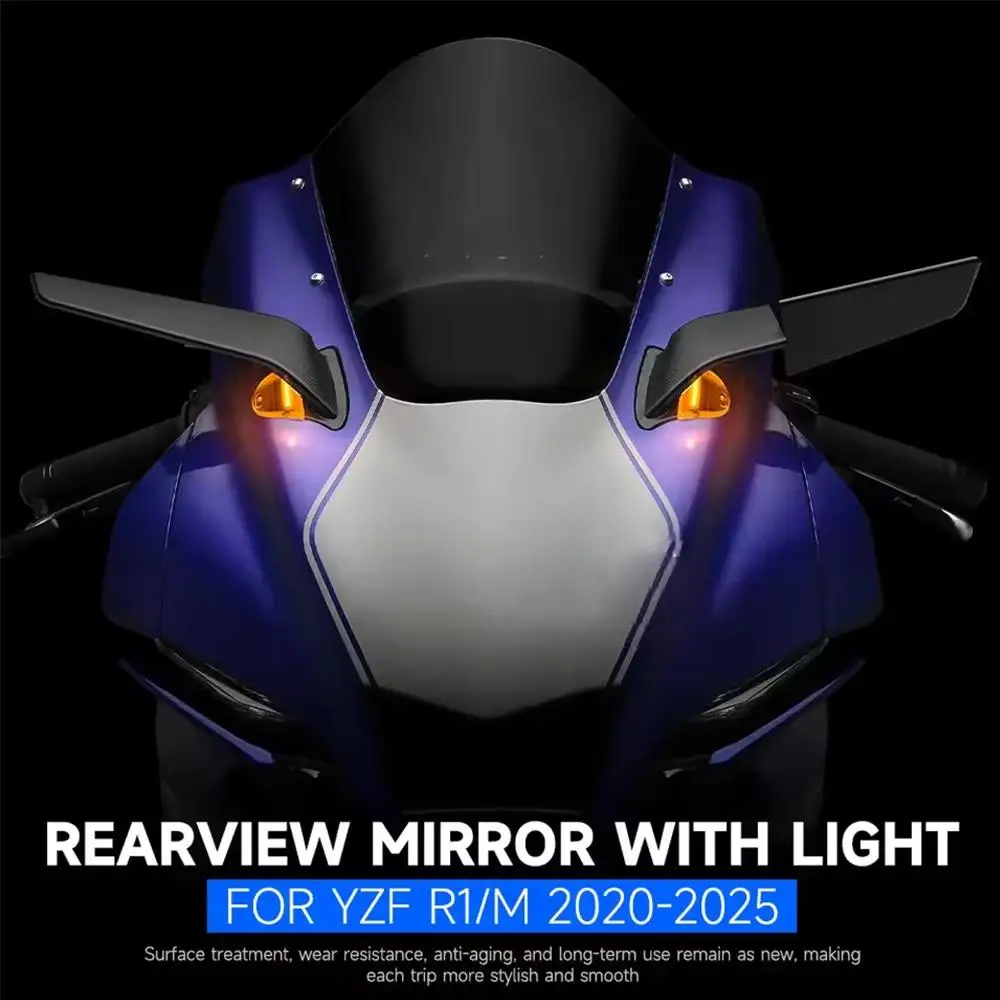 YZF R1M YZF R1 New Motorcycle Accessories Rearview Rear View Side Mirrors With LED Light For Yamaha YZF-R1 YZF-R1M 2020-2025
