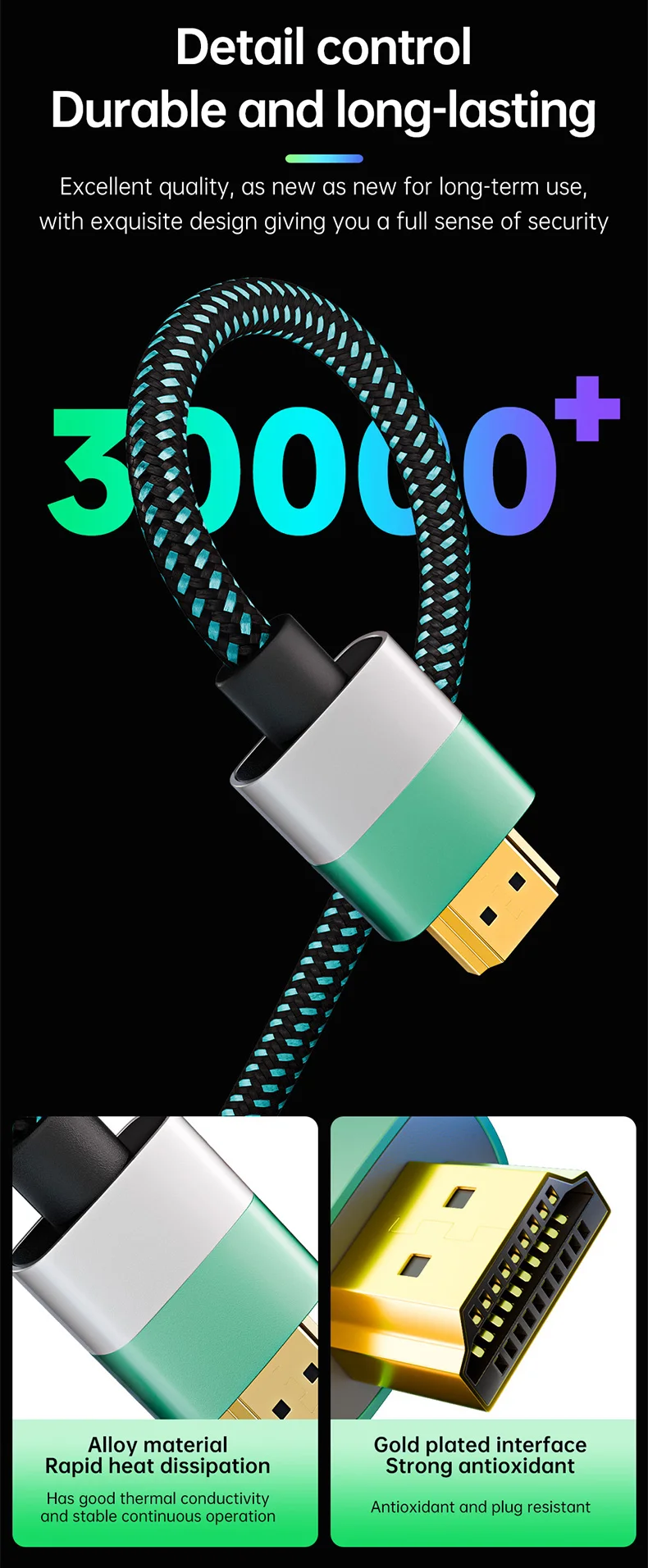 HDMI 2.1 Kabel 48 Gbit/s Hochgeschwindigkeits-8K60Hz 4K HDMI-kompatibles Kabel für Switch, Laptop, Monitor, Kamera, TV, Projektor – Detail 11