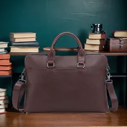 Lässige verrückte Pferd Leder Herren Taschen Geschäfts mann 15 Zoll Aktentasche Vintage männlich arbeiten Laptop-Taschen Schulter Umhängetasche