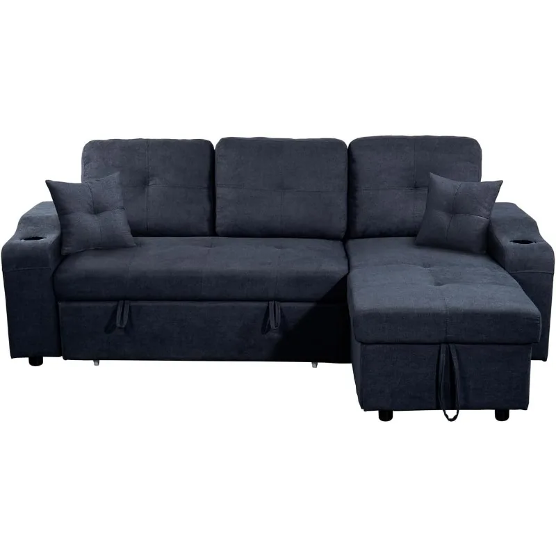 Right-Facing Sectional Sofa with Footrest,Convertible Corner Sofa with Armrest Storage, Living Room and Apartment Sectional Sofa