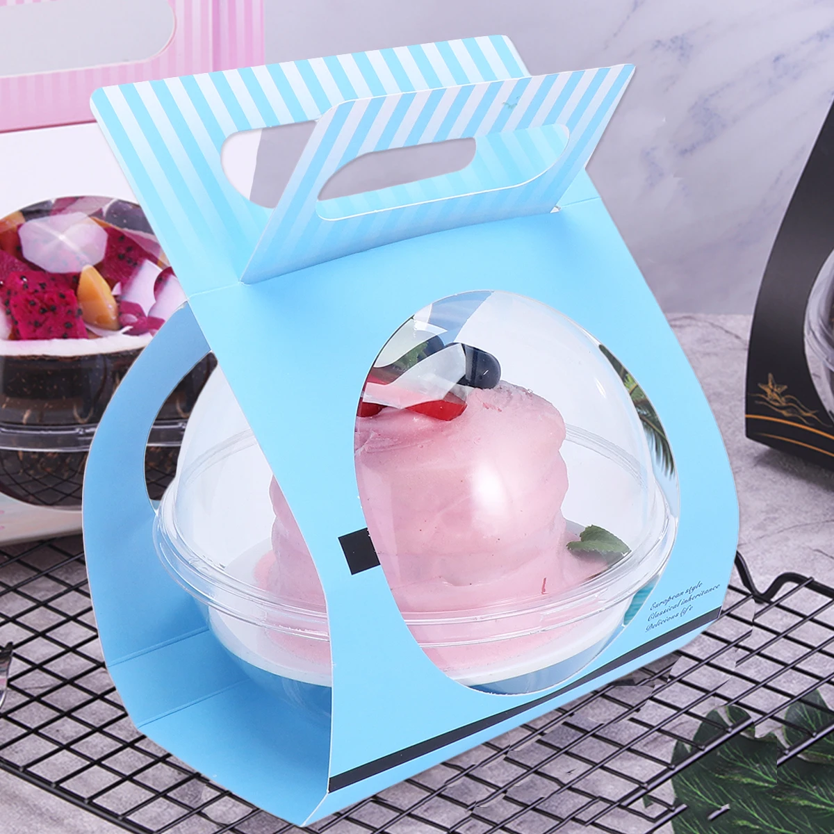 

10pcs Ball Shape Cake Box Lightweight Plastic Container Transparent Pastry Packaging Food Preservation Storage