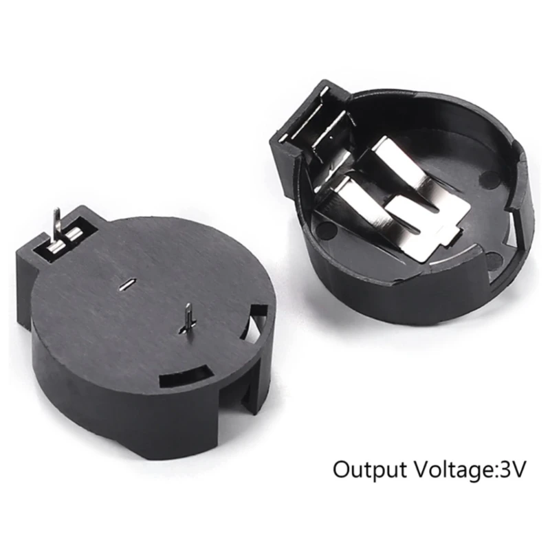 3V Button Coin Cell Battery Socket Holder for Case Mini Battery Storage Box Black Color for CR2477