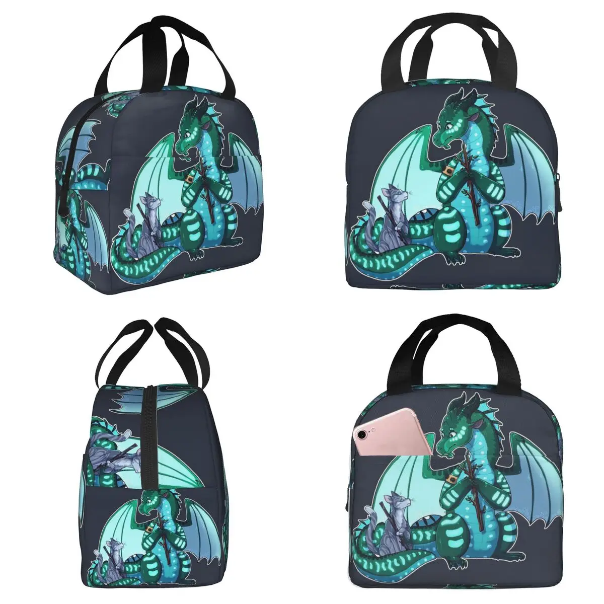 

Сумка-холодильник для обедов Wings Of Fire & Warriors - Turtle And Jayfeather для женщин, термосумка для еды, офисный термоконтейнер, сумка-тоут для обедов