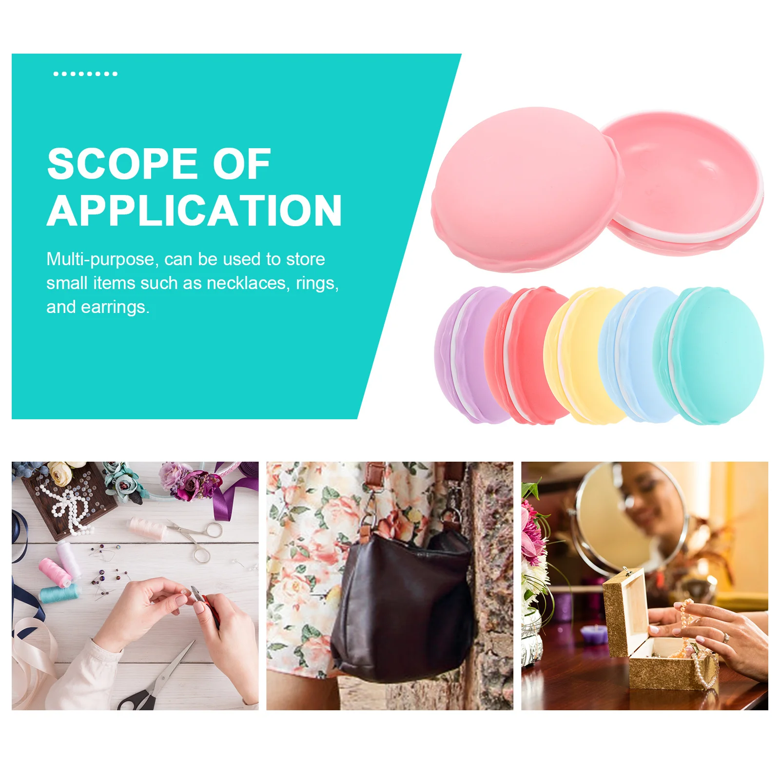 

6Pcs Macaron Jewelry Case Small Portable Organizer Storage Box Travel Size for Rings Earrings Necklaces Jewelry Holder