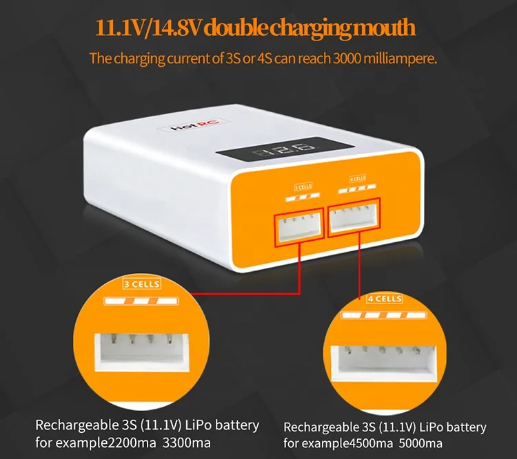 HOTRC A400 Cyfrowa Ładowarka Balansująca do Akumulatorów Lipo RC 3S 4S 3000mAh 40W LED Szybkie Ładowanie Rozładowywacz do Części do Dronów i Samolotów RC