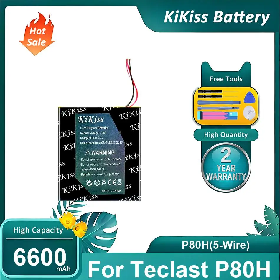 

KiKiss Battery For Teclast P80H Tablet PC,P80H(5-Wire),6600mAh
