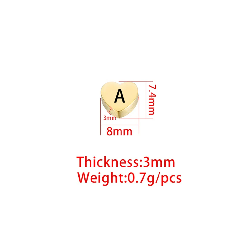 5pcs/Lot Stainless Steel Laser Initials Heart Beads 8*7.4mm For DIY Making Necklaces Braid Bracelets Jewelry Accessory Wholesale