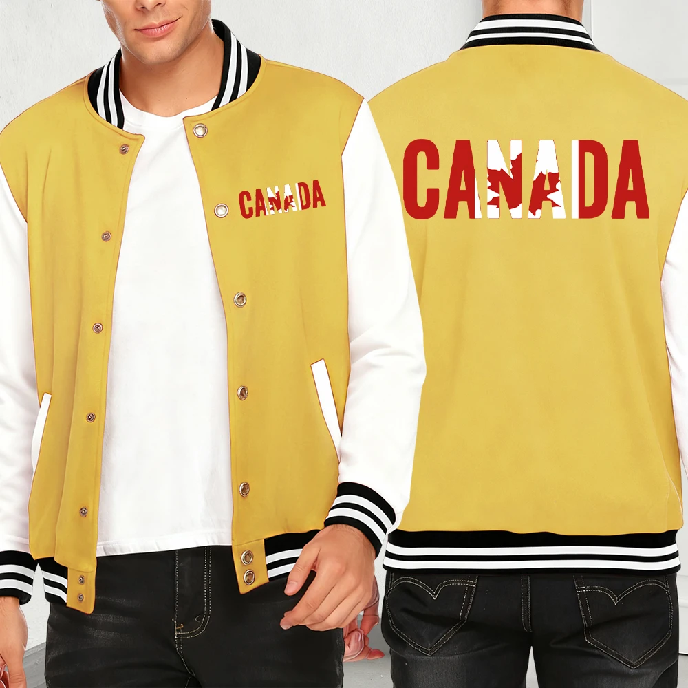 

Canada Maple Leaf Print Men Y2K Menswear Hip Hop Pocket Jackets Creativity Loose Baseball Jersey Fashion Casual Streetwear