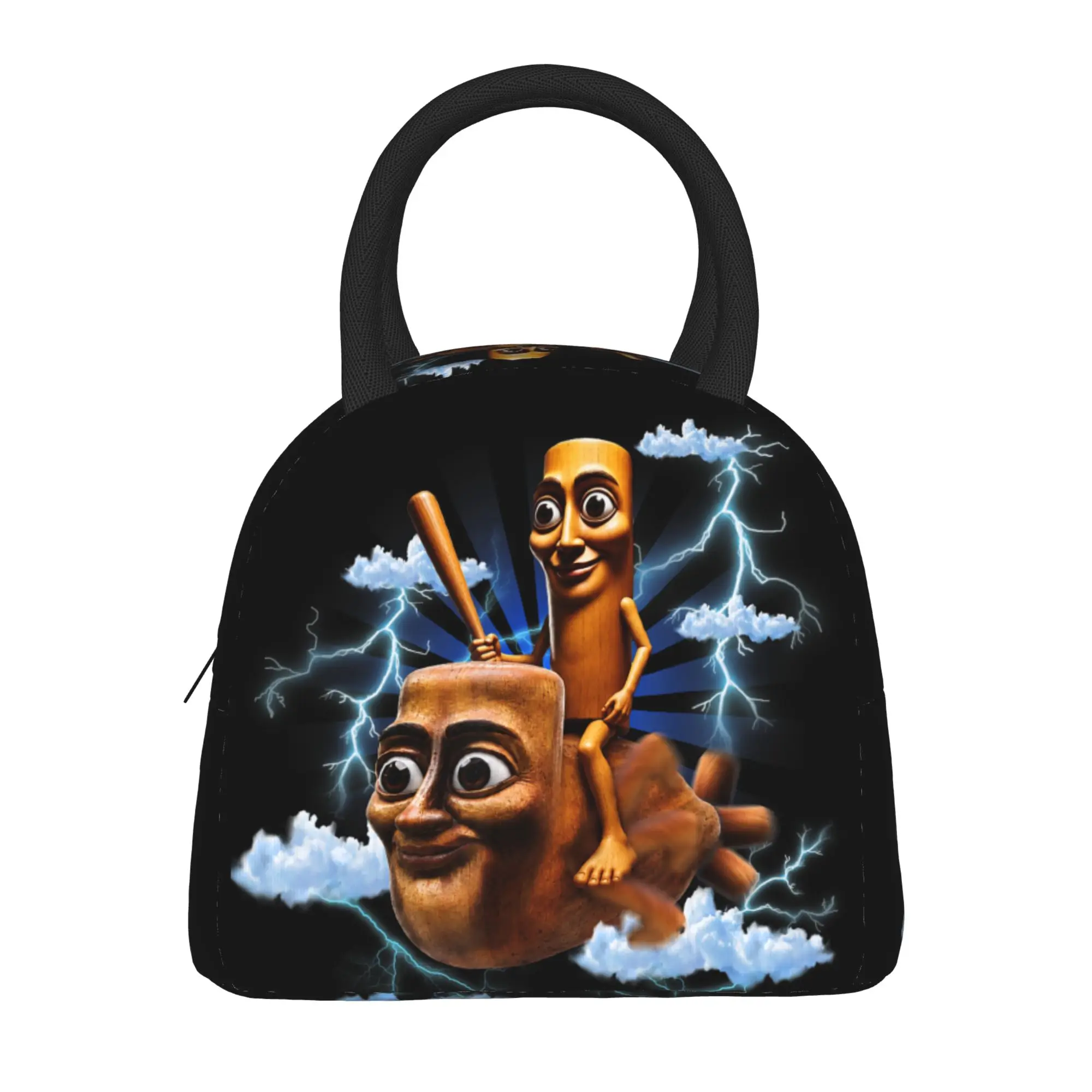 Funny Triple T Riding Fly Tung Tung Sahur Brainrot Meme Lunch Bag Casual Lunch Box For Girls Outdoor Picnic Zipper Cooler Bag