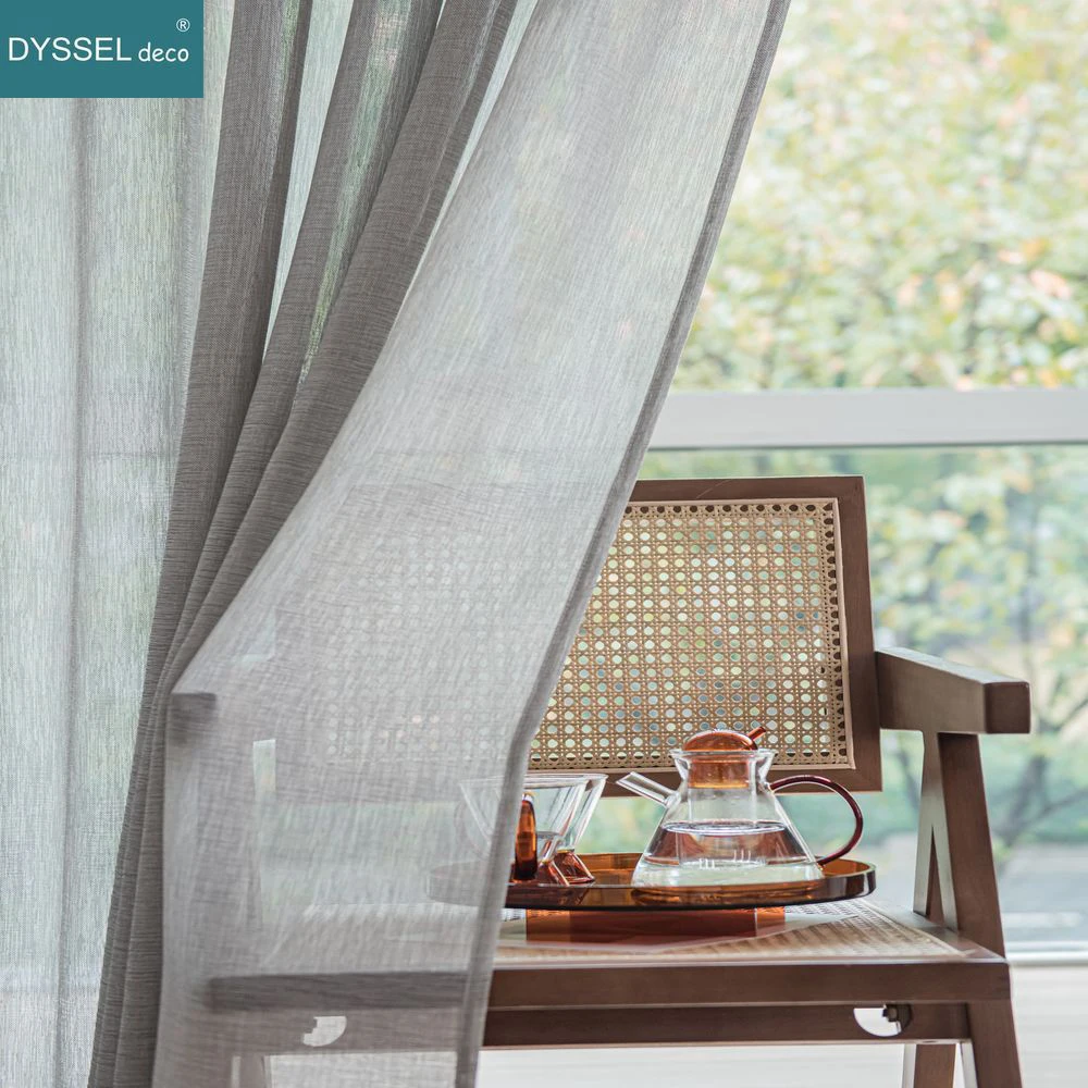 

Elegant Natural Solid Slub Tulle Voile Semi Sheer Windows Curtains Grommet Rod Pockt for Livingroom Bedroom Kitchen