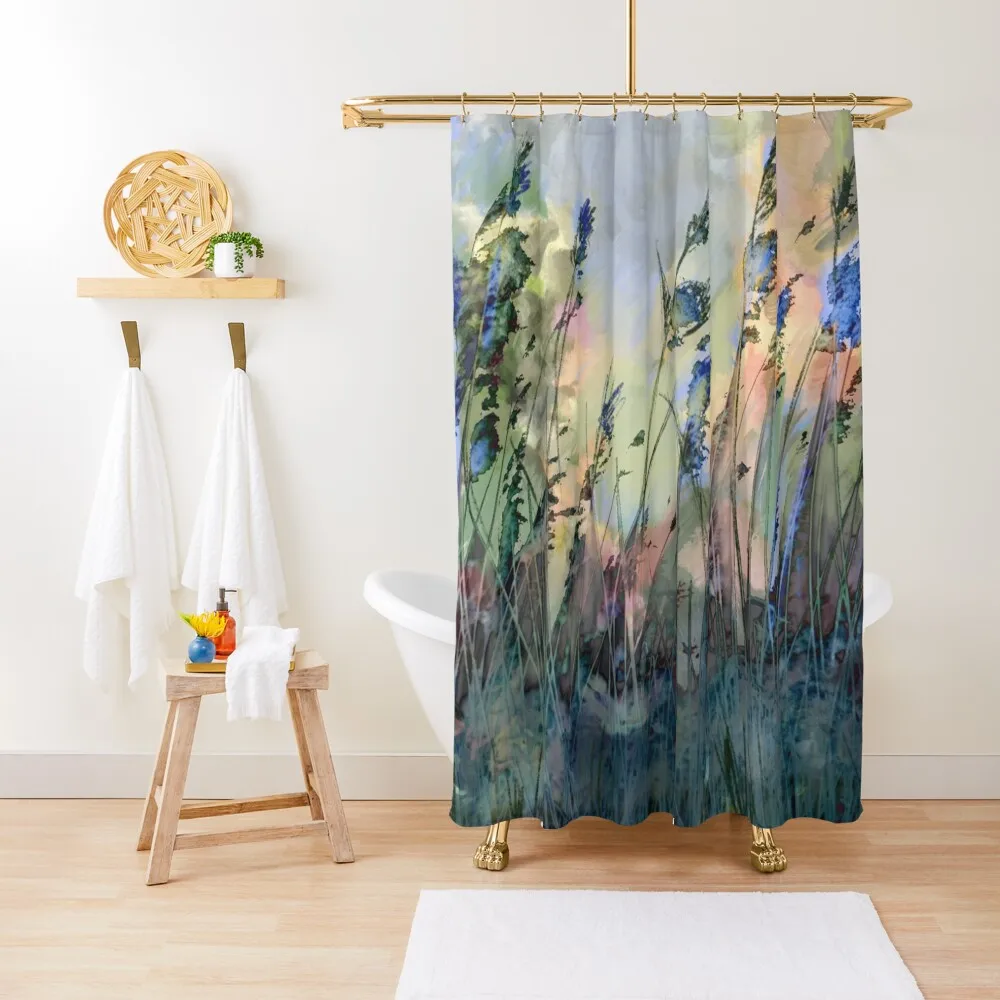 

Stormy day - green and blue Shower Curtain Modern Accessory Bathrooms Shower Set For Bathroom Curtain