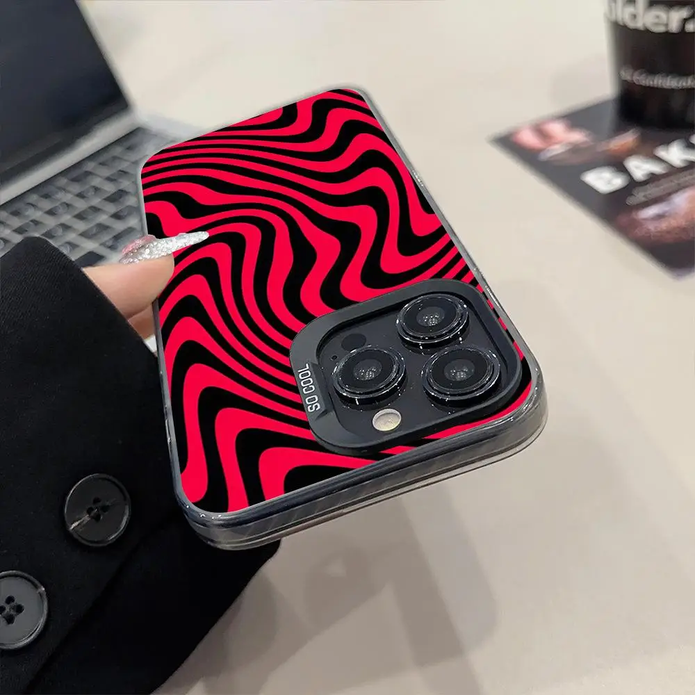 PewDiePie موجات جراب هاتف ماتي الملونة الفضة آيفون 17 15 14 16 13 12 11 برو ماكس زائد XS X غطاء صلب مقاوم للصدمات