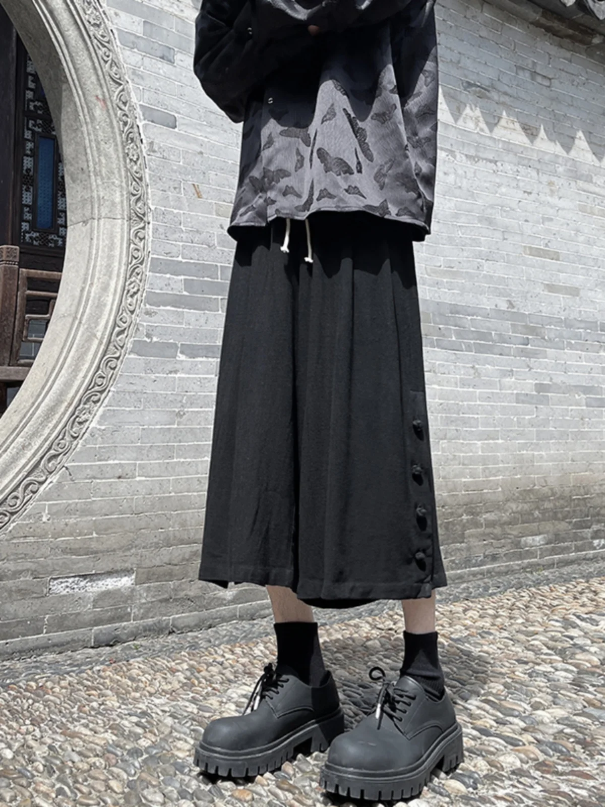 

Мужские летние тонкие брюки Qui Dry с широкими штанинами из хлопка и льна, свободные драпированные повседневные брюки длиной до семи футов, классический прямой крой