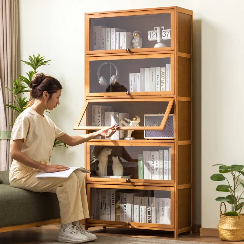 Bookshelf, shelf, floor-to-ceiling integrated against the wall, household children's room, book cabinet, dustproof, simple