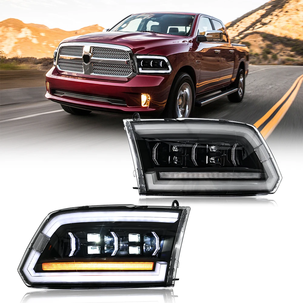 

Headlights for 2009-2018 Dodge RAM 1500 2500 3500 with Sequential Turn Signals & Startup Animation