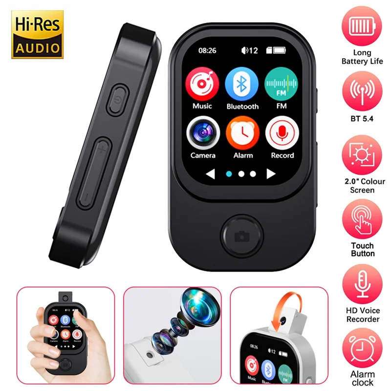 

B04C-Upgrade 2.4Inch Touch Screen MP3 Player With BT 5.4 MP3 Speaker With Built-In HD Speaker FM Radio And Voice Recording B