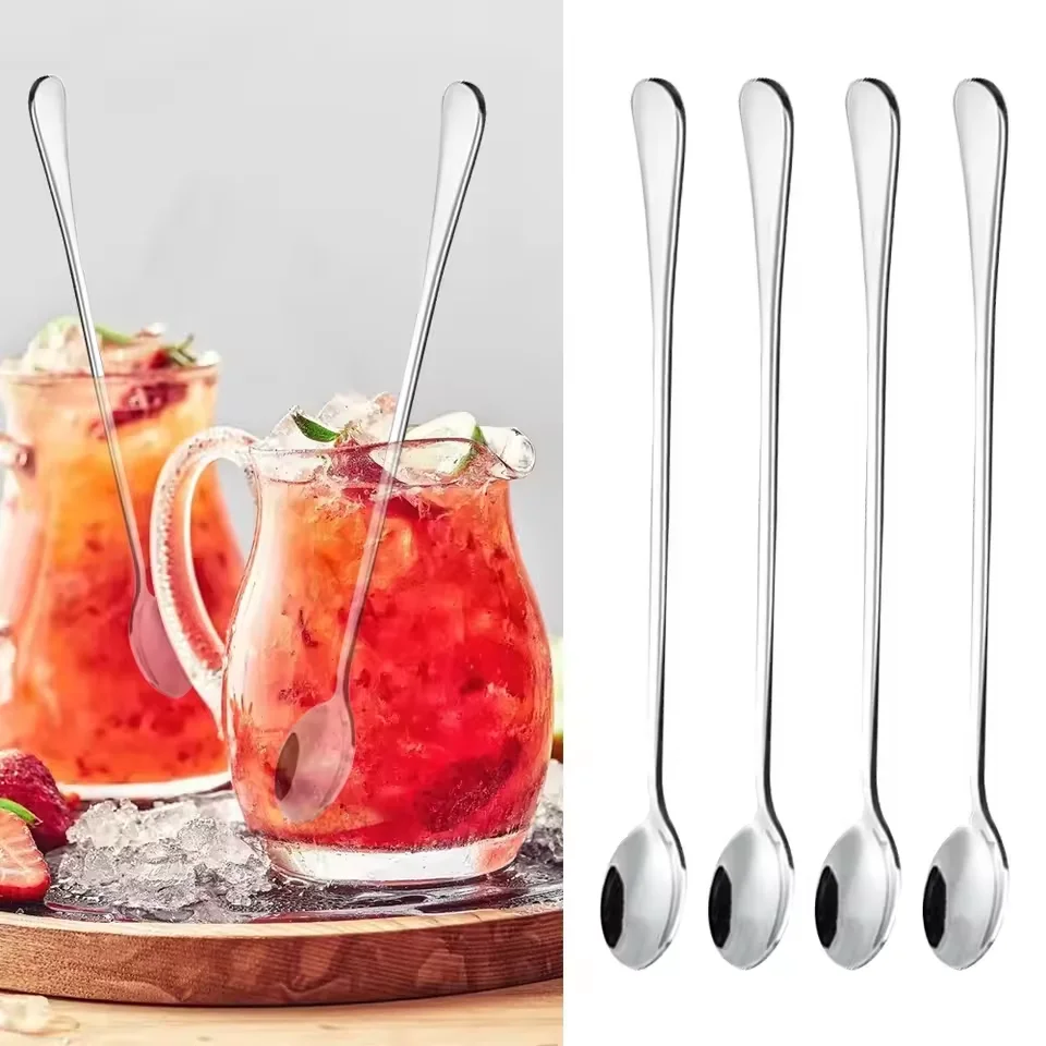 Ice Pick Pick - 6 stuks milkshakelepels, ijsthee-scheplepel, lange steel
