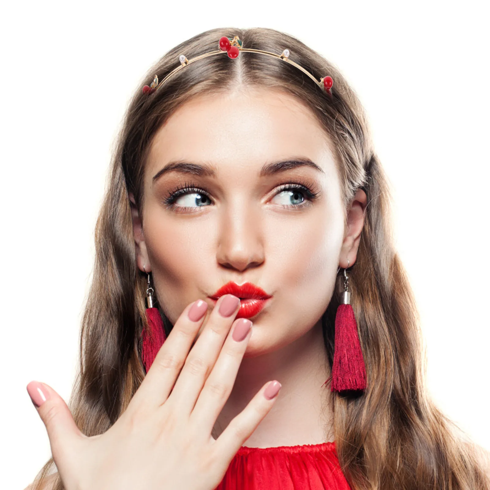 

2 шт., обручи для волос с вишней и клубникой, повязки на голову с фруктами, прочные металлические повязки на голову для женщин, аксессуары для волос для свадебной вечеринки