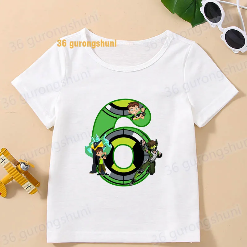 Cartoon t Shirt For Girls Tshirt children ben Girl t-shirts 10 birthday Short Sleeve Kids Clothes Boys clothing Graphic t Shirts