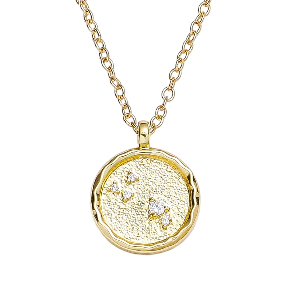 Collar del zodiaco de oro para niña, disco de moneda, 12 constelaciones, estrella grabada, cadena con colgante de horóscopo, regalo de joyería Simple personalizado