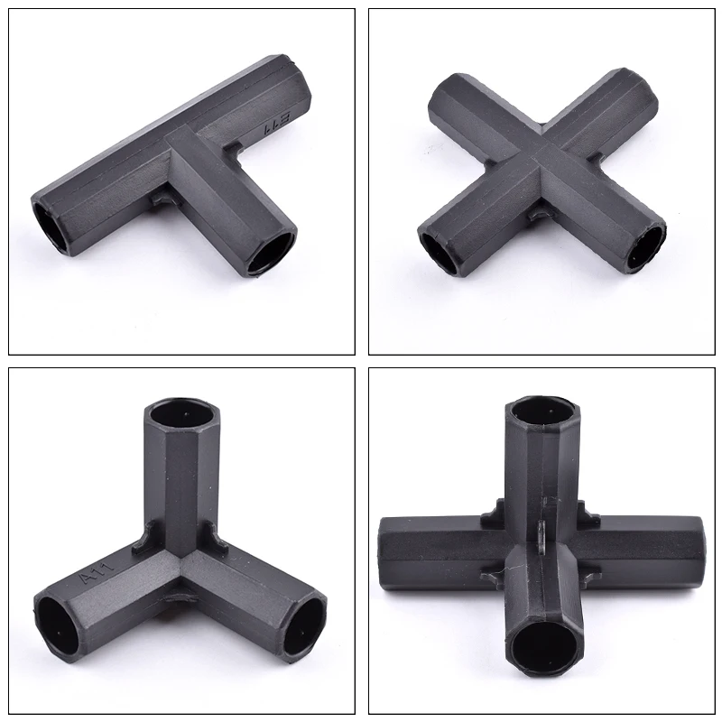 Black Flower Stand Connector Garden Greenhouse Pole Joint Gardening Plant Stakes Plastic Edging Corner Connection Accessories