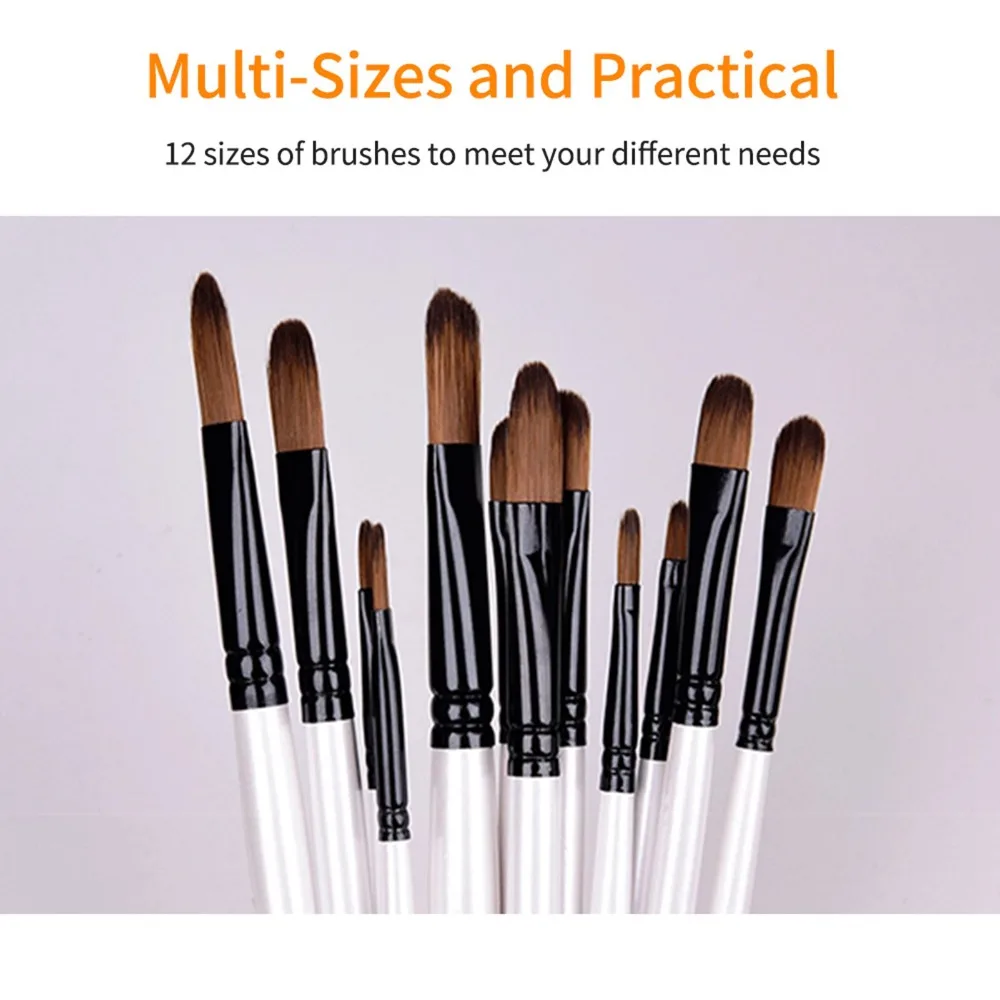 1Set Professional Nylon Fiber Paint Brushes Lightweight Practical Painting Kits Round / Angled Tip Paint Brush Set Painting
