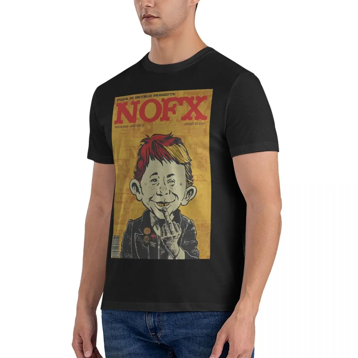 Novelty Nofx Punk In Drublic_1 T-Shirts for Men Crew Neck 100% Cotton T Shirts NOFX Band Short Sleeve Tees Printed Clothes