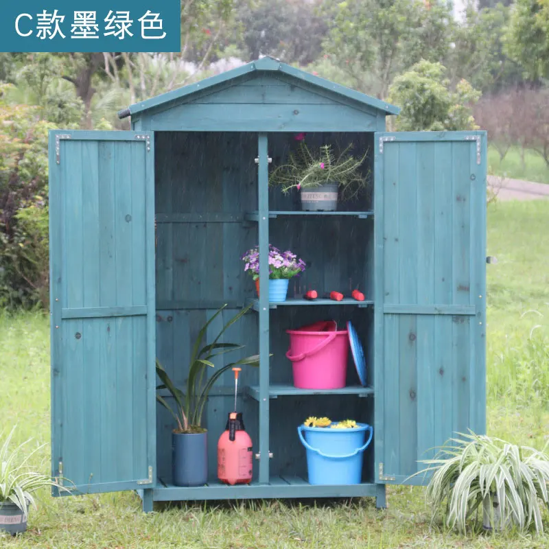 Factory Direct 2026 Outdoor solid wood storage cabinet rain and sun protection balcony garden tool room pastoral