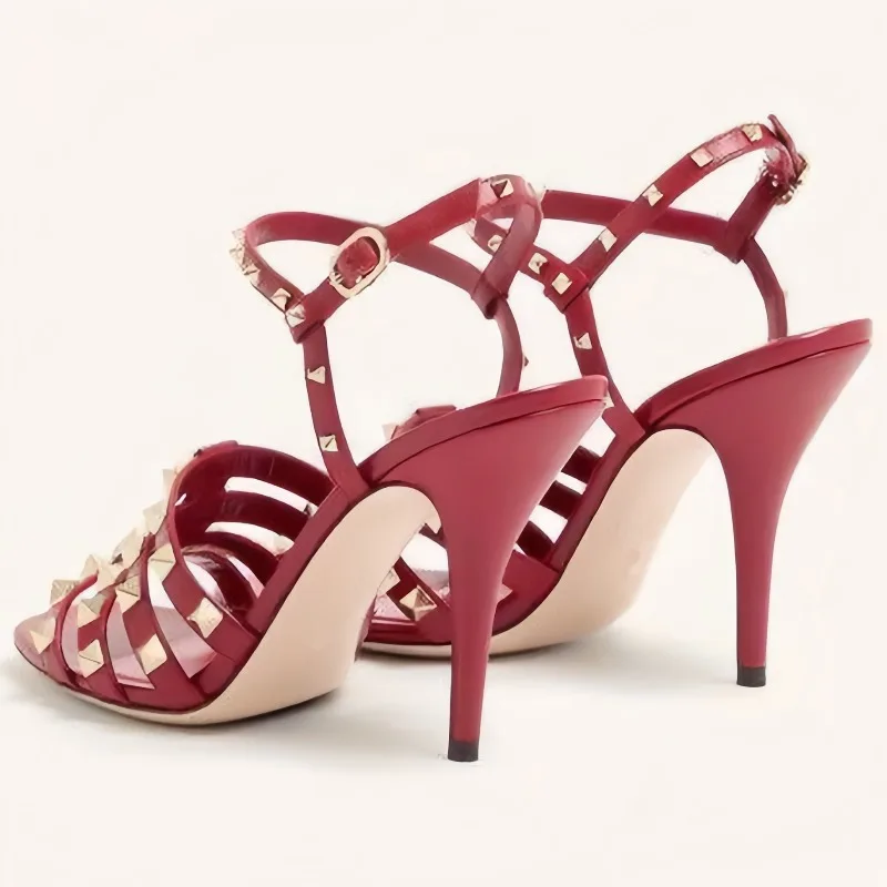 

2026 Summer New Sexy Versatile Rivet Fashion One Button Sandals European and American Fashion Nightclub Show Shoes