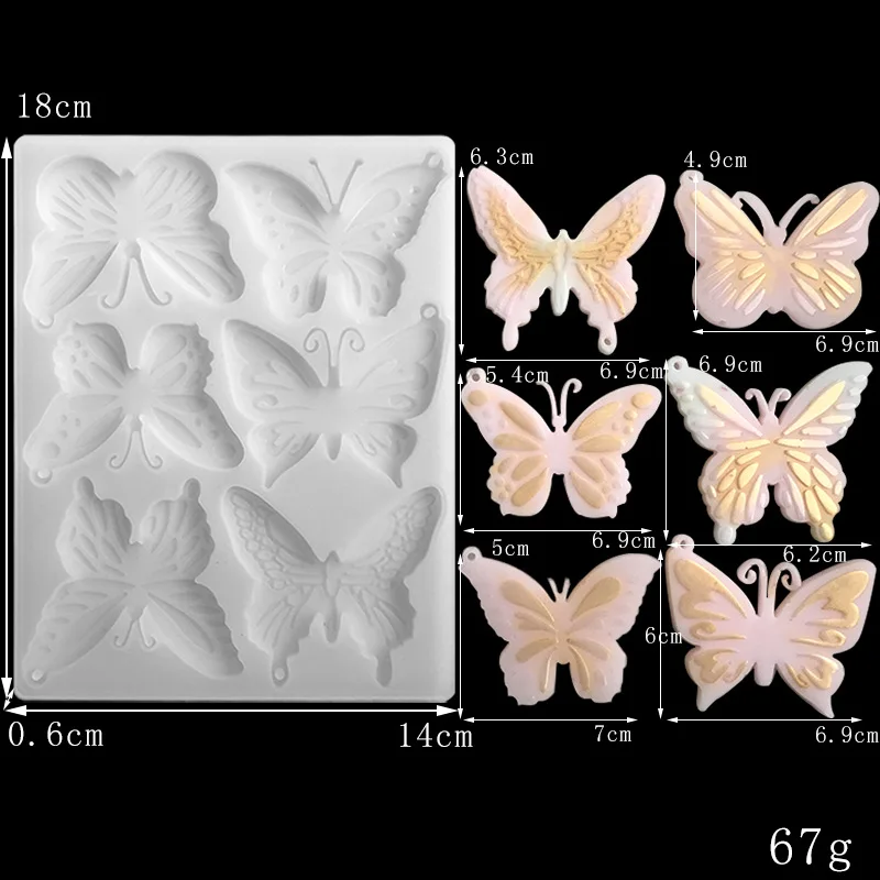 Butterfly Silicone Mold Candle Resin Glue Fondant Chocolate Cake Rim Home Decoration Wedding Party Handicraft Casting Print Mold