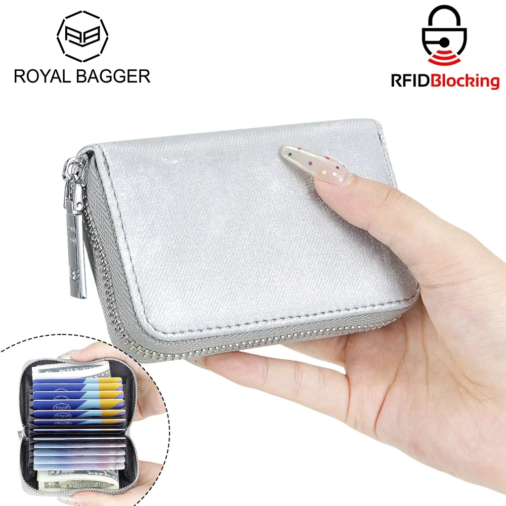 

Royal Bagger RFID Organ Card Holder, Genuine Leather Multi-card Slots Card Case, Portable Small Wallet Purse for Daily Use 1906