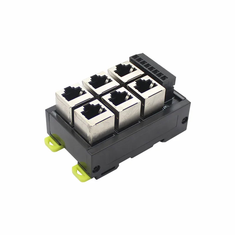 RJ45 untuk sekrup 8P8C Jack 6-Way Buss papan Breakout blok Terminal, konektor DIN konektor pemasangan rel RJ45 konektor