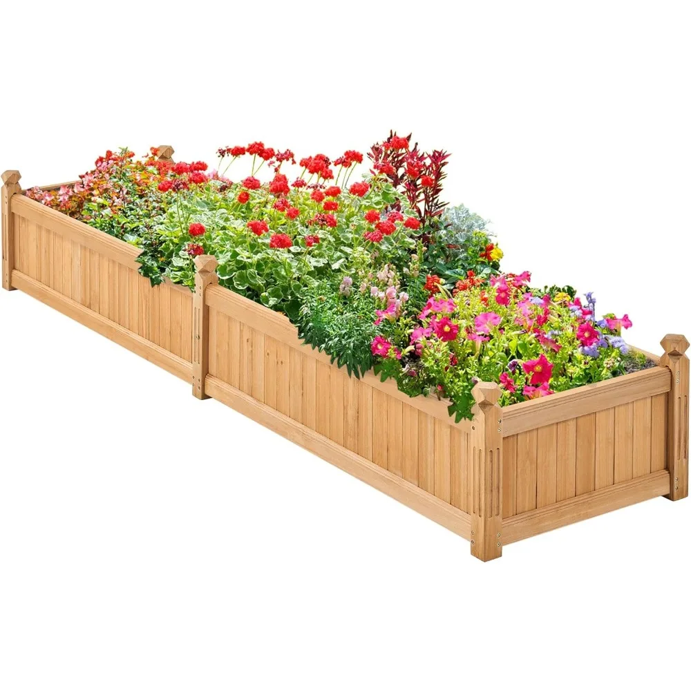 

Wooden Raised Garden Bed,Horticulture Wood Rectangular Garden Planter Outdoor,Raised Planter Box for Yard/Greenhouse,Light Brown