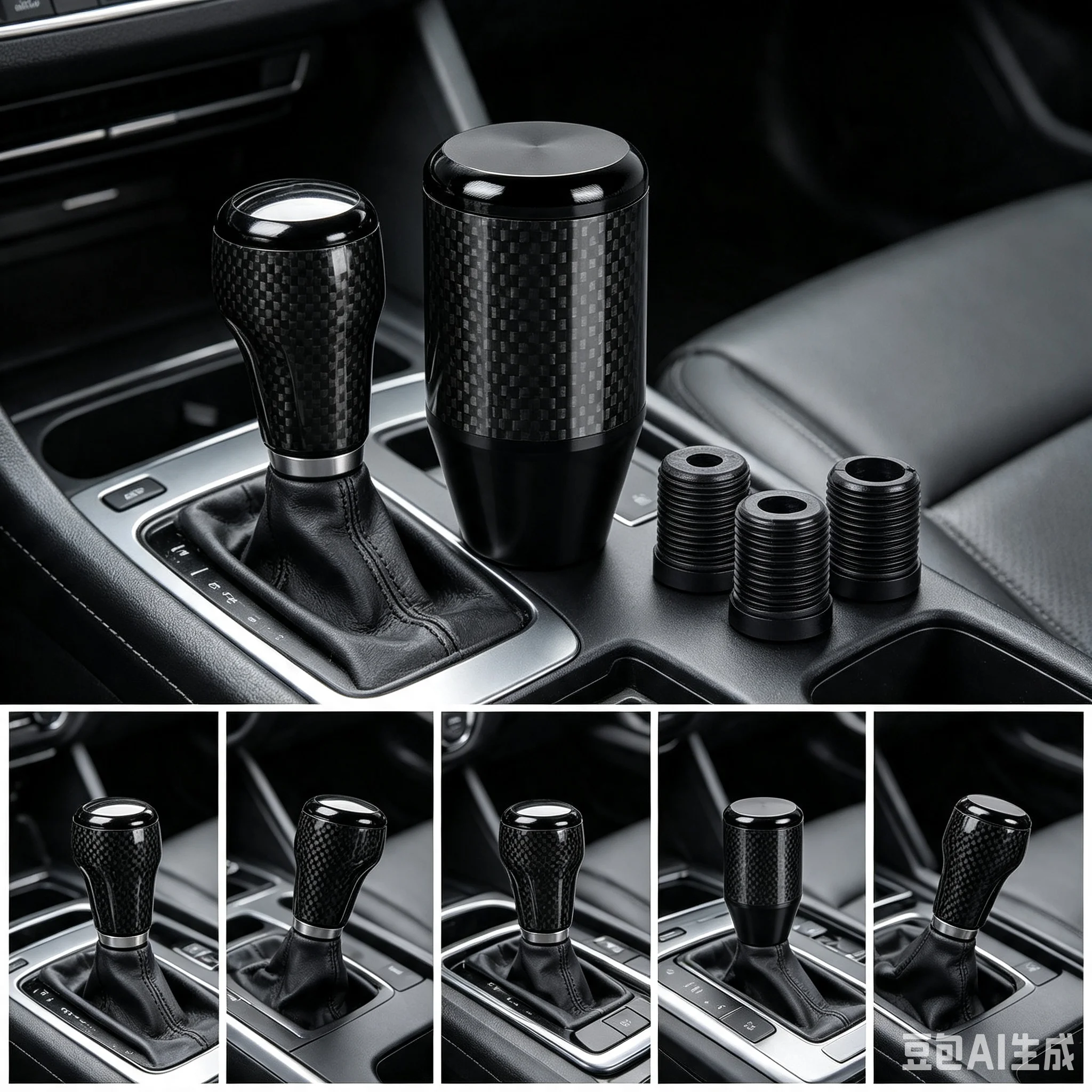 Universal Manual Leather Red Black Stitch Car Gear Stick Shift Knob Shifter Lever Pen Replacement Gearstick Car Interior Parts