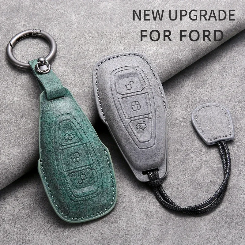 

Leather Car Remote Key Case Cover Protective Shell for Ford Focus 3 4 ST Mondeo MK3 MK4 Fiesta Fusion Kuga Car Keyreing