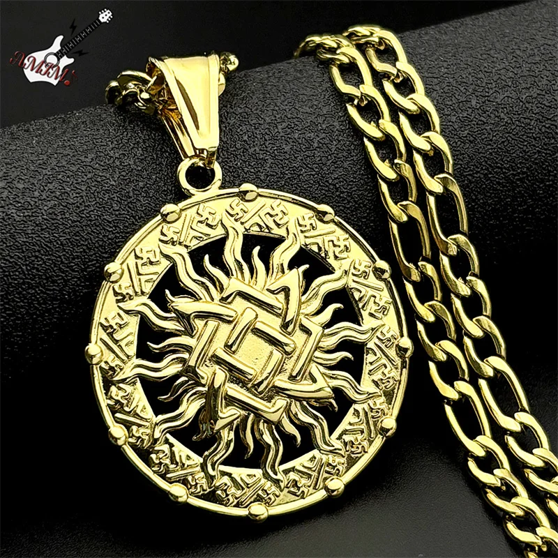 

Viking Retro Celtic Knot Pendant Necklace For Women Men Gold Color Party Stainless Steel Male Faith Chain Jewelry Accessories