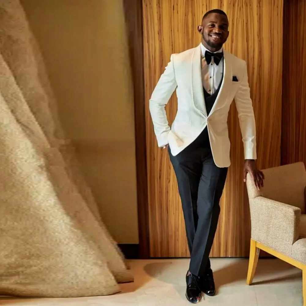 بدلة زفاف رجال الأعمال عالية الجودة 2 قطعة عادية الشق التلبيب السترة السراويل مجموعة أزياء Banque وسيم