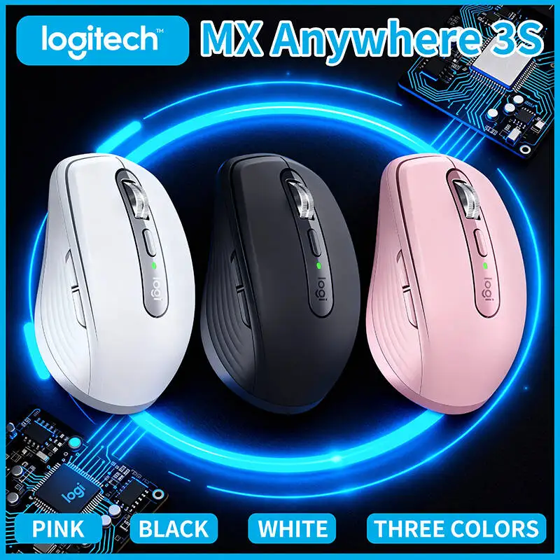 

Logitech MX Anywhere 3S Premium Mouse, Silent Magnetic Click Technology, Ergonomic, Graphite/Pale Gray
