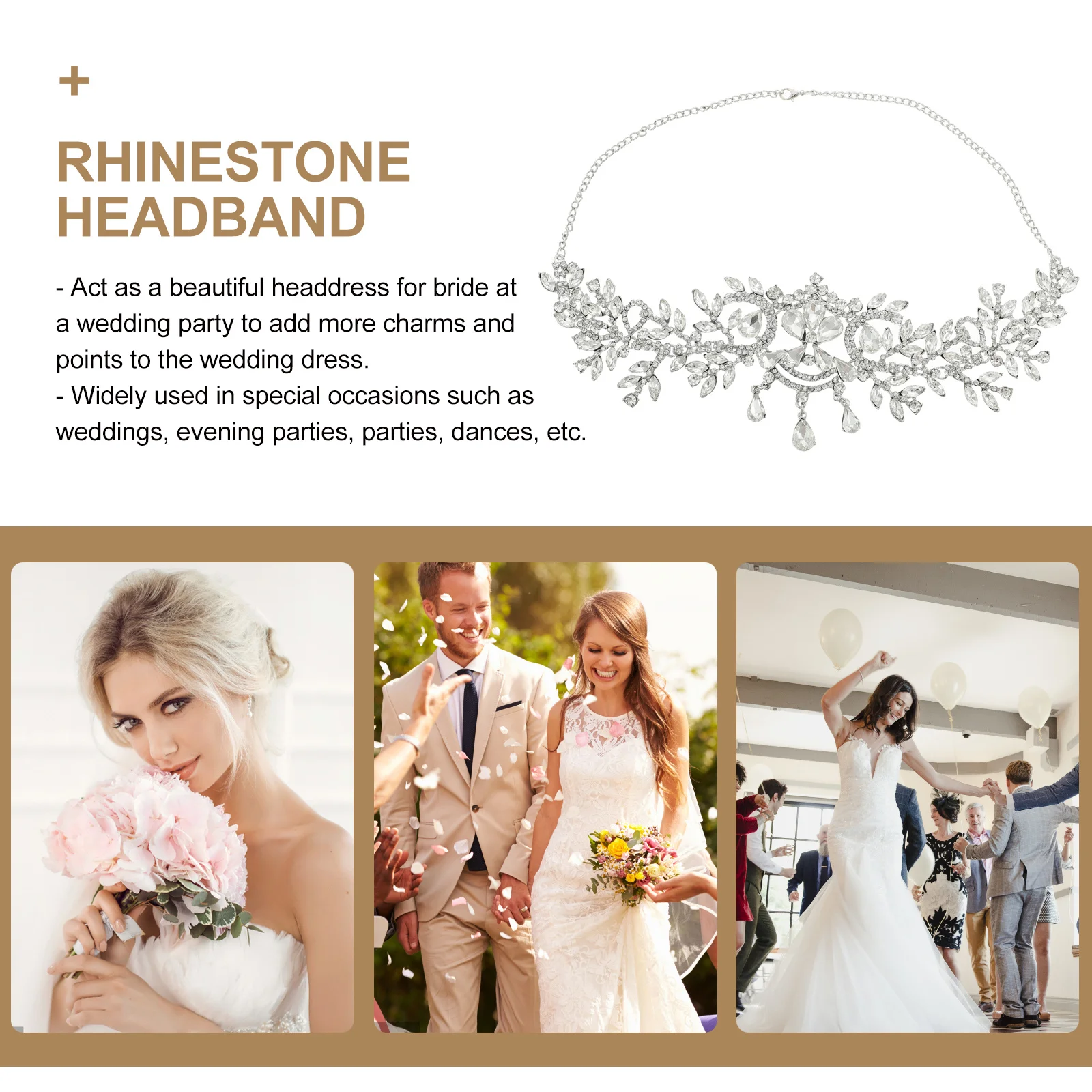 

Bride Tiara Delicate Rhinestone Headband Beautiful Headdress for Bride Enhances Wedding Dress Charm Suitable for Parties Dances