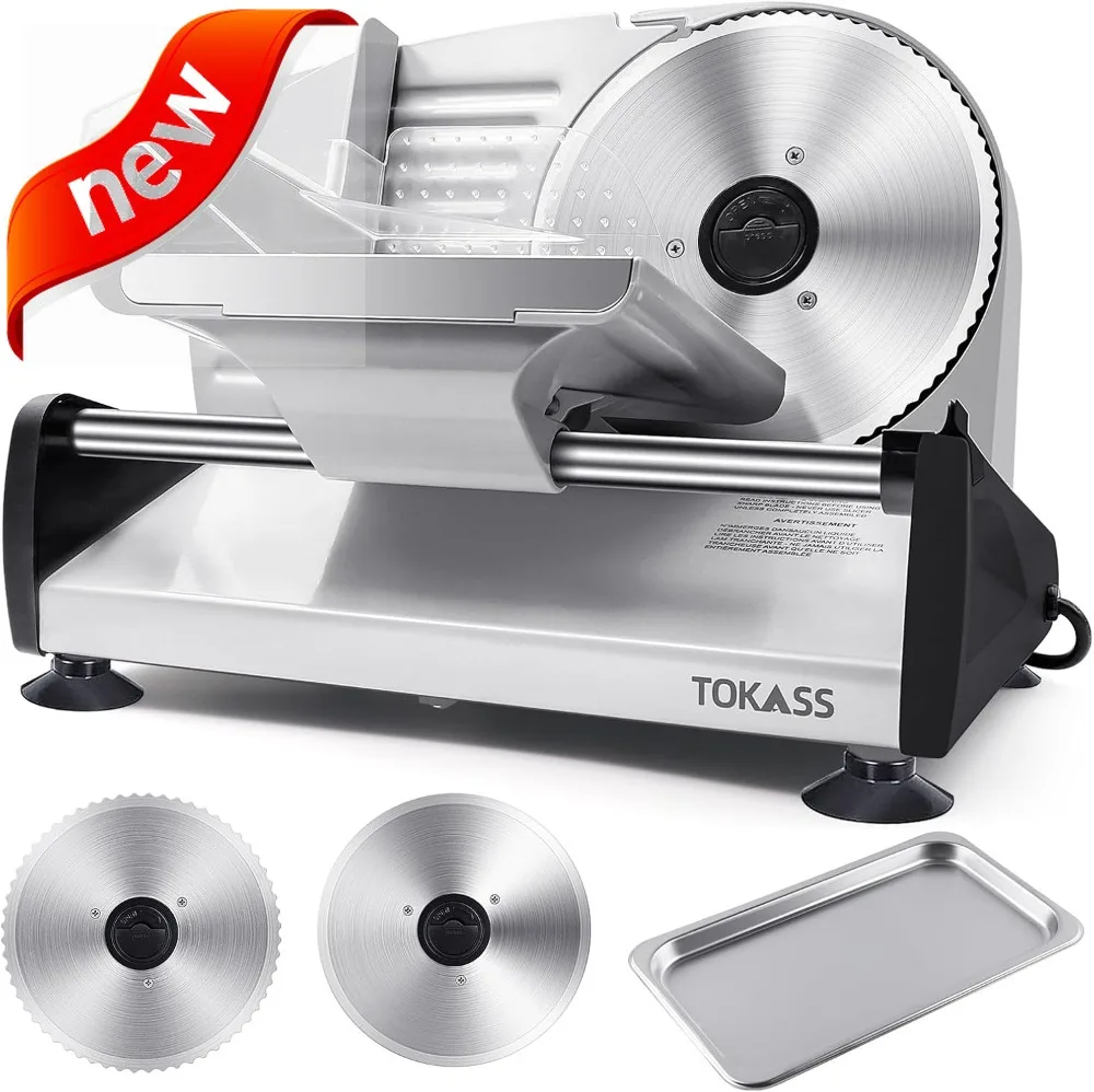 

Электрическая мясорубка 200 Вт с регулируемой толщиной, блокировкой от детей, лезвиями из нержавеющей стали для домашнего использования - нарезка мяса, хлеба, сыра